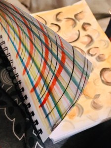 lines pattern and cheetah pattern painted in my watercolor notebook