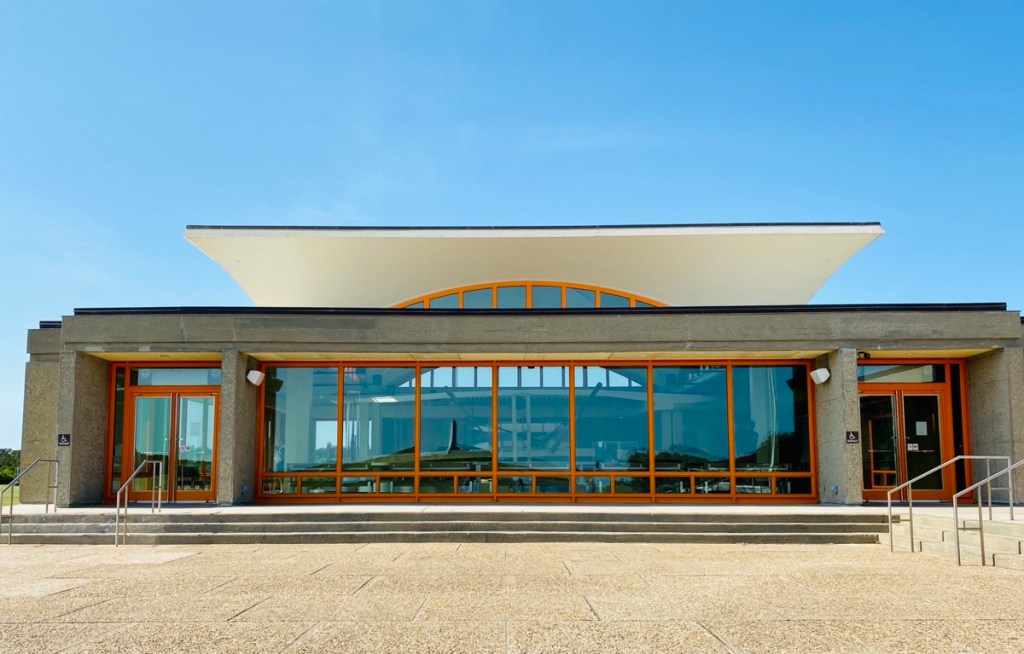 side of the Wright Brothers Memorial museum building 