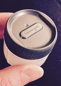 My thumb almost covers the entire side of the 1oz Humangear water container, it’s so small 