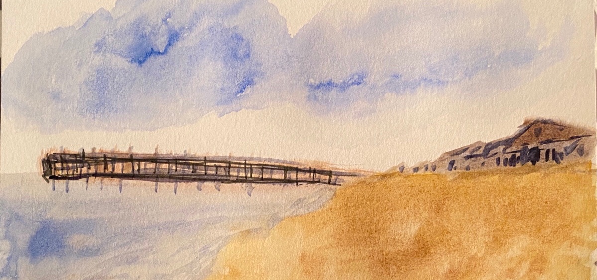 My watercolor of the Beach at Bonnet St 