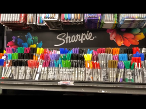 Many colorful sharpies on display in Blick Art Materials in DC 