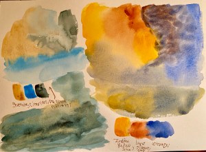 testing out a triad of watercolors on paper