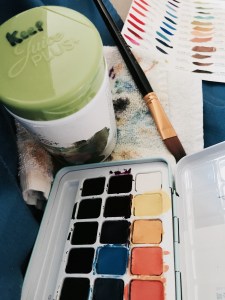 early watercolor supplies in my lap